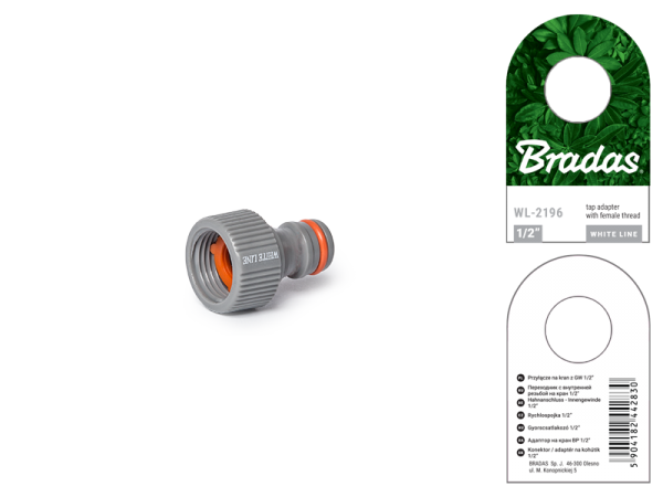 PRZYŁĄCZE NA KRAN 1/2" GWINT WEW. BRADAS WHITE LINE WL-2196