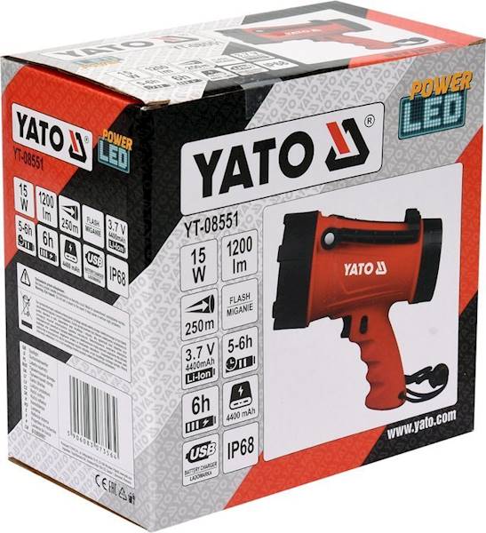 LATARKA SZPERACZ PISTOLETOWY AKUMULATOROWA LED SST40, WODOODPORNY IP68 POWERBANK YT-08551 YATO