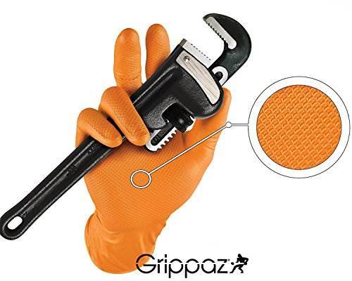 RĘKAWICZKI NITRYLOWE WARSZTATOWE DLA MECHANIKA MOCNE ANTYPOŚLIZGOWE ROZ. 8/M 50SZT. POMARAŃCZOWE GRIPPAZ