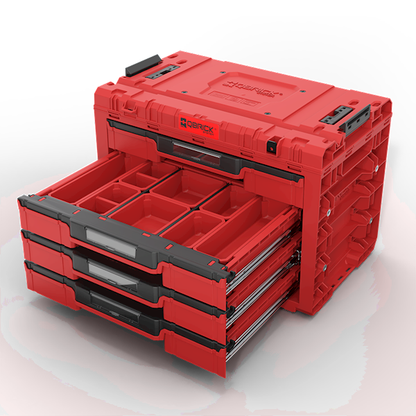 MODUŁOWA SKRZYNIA NARZĘDZIOWA Z 4 SZUFLADAMI QBRICK SYSTEM PRIME DRAWER 4 TOOLBOX EXPERT RED ULTRA HD