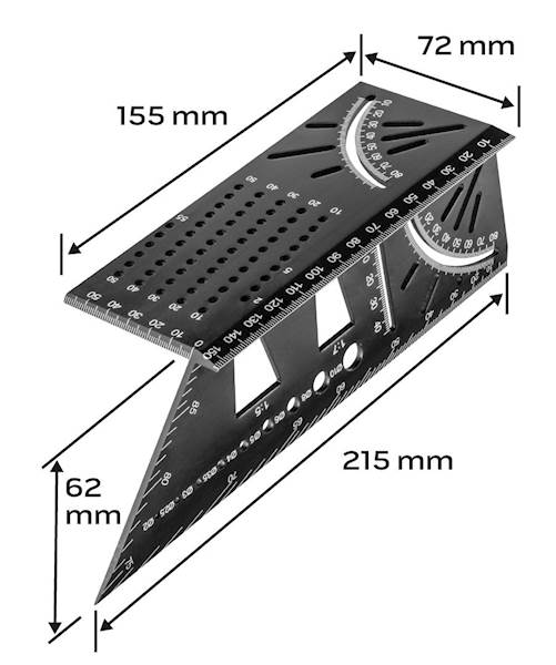 KĄTOWNIK JAPOŃSKI STOLARSKI NAROŻNY 3D METALOWY 72-115 NEO