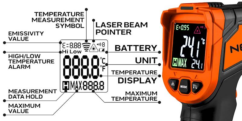 PIROMETR MIERNIK TERMOMETR BEZDOTYKOWY -50+880 75-276 NEO