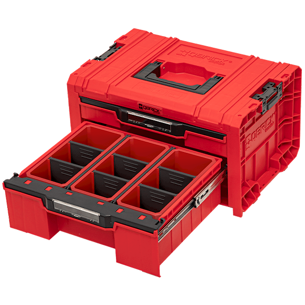 SKRZYNKA NARZĘDZIOWA Z 2 SZUFLADAMI QBRICK SYSTEM PRO DRAWER 2 TOOLBOX EXPERT RED ULTRA HD