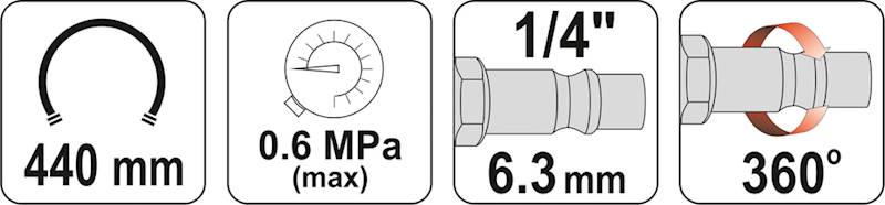 PISTOLET DO POMPOWANIA KÓŁ Z MANOMETREM 0,6MPA YT-23701 YATO