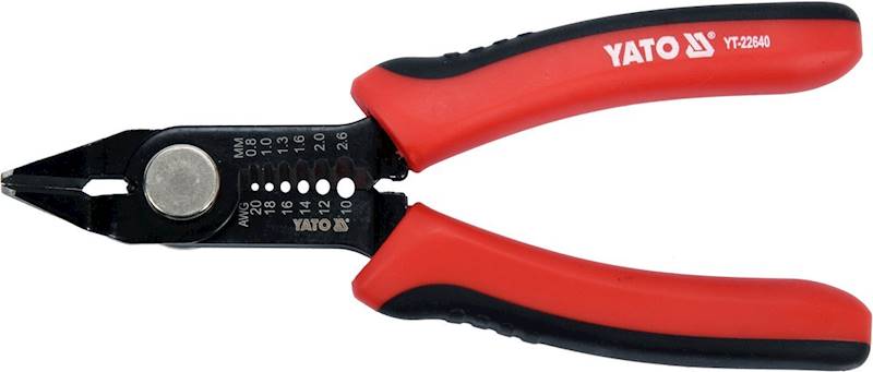 OBCINAK, SZCZYPCE DO CIĘCIA I ŚCIĄGANIA IZOLACJI 140MM 0.8-2.6MM2 YT-22640 YATO