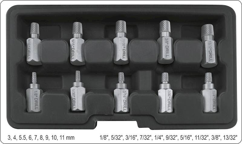 ZESTAW WYKRĘTAKÓW DO USZKODZONYCH ŚRUB WEWNĘTRZNYCH HEX, TORX, SPLINE YT-05890 YATO