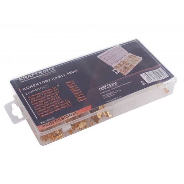 KONEKTORY SAMOCHODOWE MĘSKIE, ŻEŃSKIE I OCZKOWE ZESTAW 450EL. KD10493 KRAFT&DELE