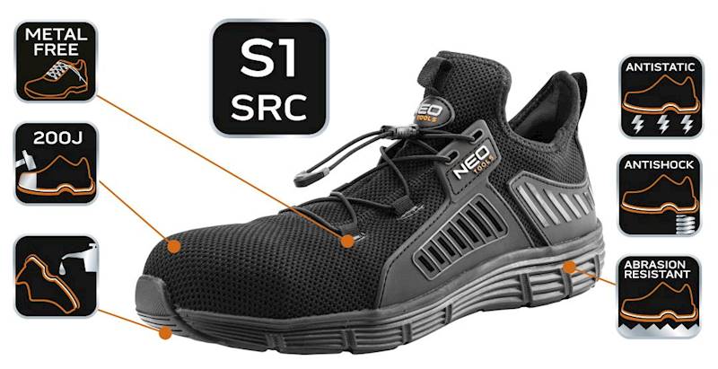 BUTY, PÓŁBUTY ROBOCZE BHP S1 SRC KOMPOZYTOWY PODNOSEK ROZ. 47 82-158-47 NEO