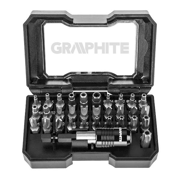 ZESTAW BITÓW, KOŃCÓWEK SERWISOWYCH TORX, HEX SECURITY, TRI, FOUR WINGS, SPANNER 32SZT. 56H618 GRAPHITE