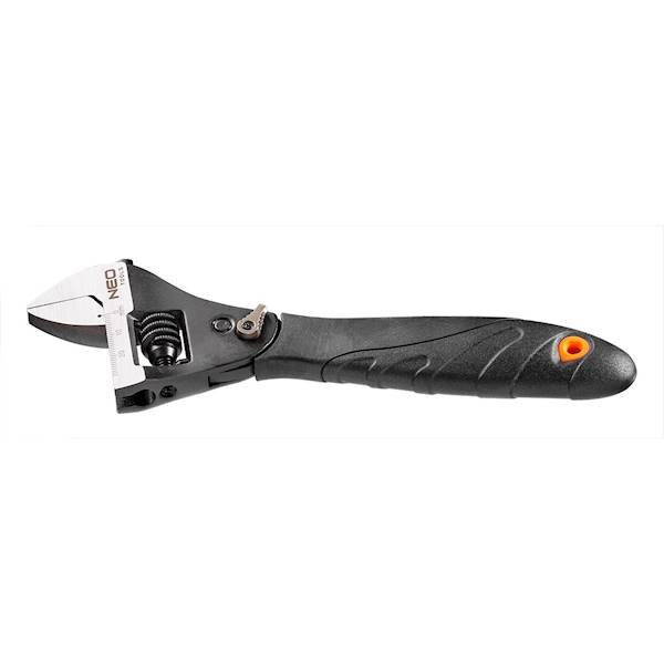 KLUCZ NASTAWNY Z ZAPADKĄ SZWEDZKI 200 MM ZAKRES 0-30 MM CrV 03-017 NEO TOOLS
