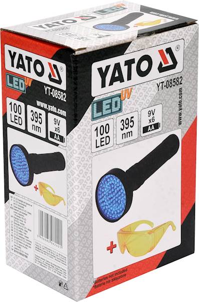 ZESTAW LATARKA UV 100 LED I OKULARY  YT-08582 YATO