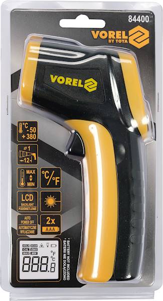 PIROMETR TERMOMETR LASEROWY BEZDOTYKOWY -50C +380C 84400 VOREL