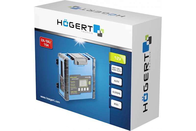 PROSTOWNIK, ŁADOWARKA ELEKTRONICZNA 12V IP20 WET, AGM, GEL, Ca-Ca HT8G613 HOGERT