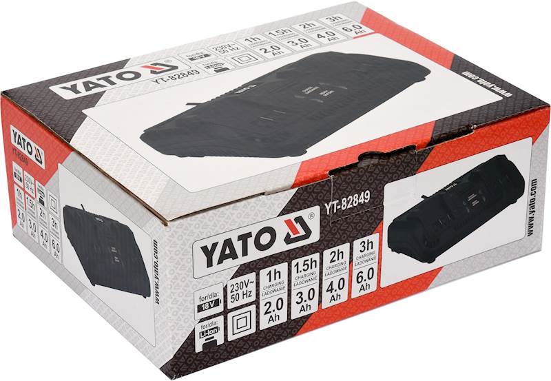 PODWÓJNA ŁADOWARKA DWUPORTOWA DO BATERII 18V LI-LON YT-82849 YATO