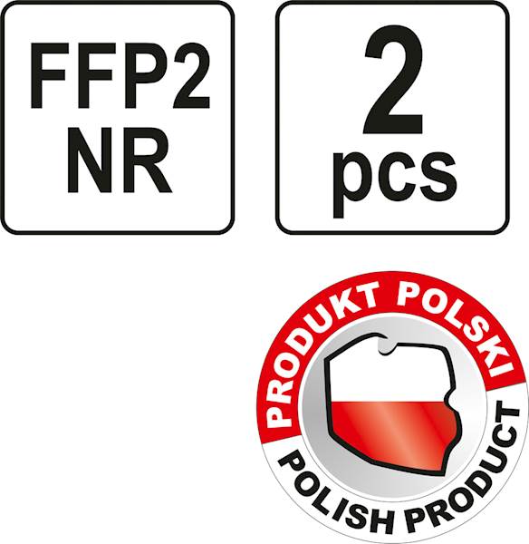 PÓŁMASKA FILTRUJĄCA JEDNORAZOWA FFP2/P 2SZT. YT-74919 YATO
