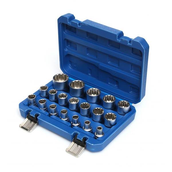 ZESTAW KLUCZY, NASADEK 12-KĄTNYCH SPLINE 1/2" 8-32 19EL. KD10347 KRAFT&DELE