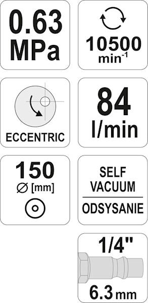 SZLIFIERKA PNEUMATYCZNA MIMOŚRODOWA OSCYLACYJNA 5MM YT-09740 YATO