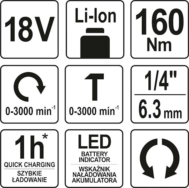 ZAKRĘTARKA UDAROWA 18V (SAMO NARZĘDZIE) YT-82801 YATO