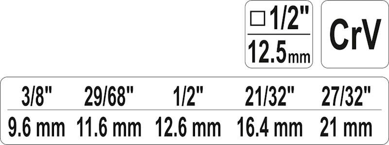 KLUCZ DO ŚRUBUNKÓW STOPNIOWY 1/2" YATO YT-03316