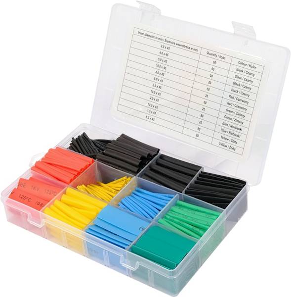 ZESTAW KOSZULEK, RUREK, RURKI TERMOKURCZLIWE 530SZT KOLOROWE YT-068672 YATO
