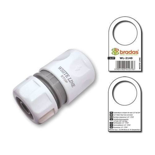SZYBKOZŁĄCZE DO WĘŻA 1/2" LUB 5/8" ZE STOPEM - BRADAS WHITE LINE WL-2140