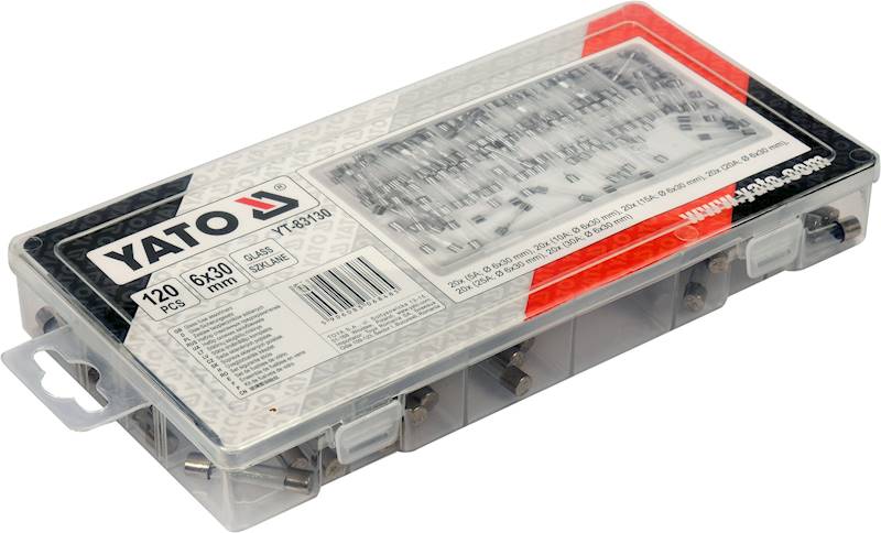 ZESTAW BEZPIECZNIKÓW SZKLANYCH 6X30MM 120SZT. MIX YT-83130 YATO