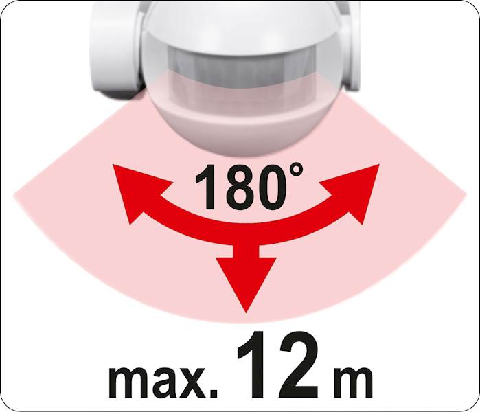 CZUJNIK RUCHU IP44 180º - MAX. 12M BIAŁY 83121