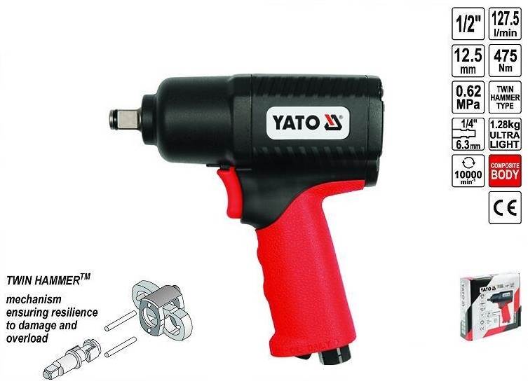 KLUCZ UDAROWY PNEUMATYCZNY  1/2'' 1356NM YT-0953 YATO