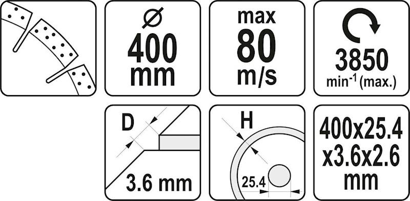 TARCZA DIAMENTOWA DO BETONU 400MM NA SUCHO/MOKRO YT-60004 YATO