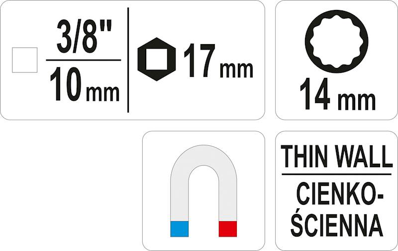 NASADKA DO ŚWIEC 3/8'' 14 mm 12 kątna YT-38510 YATO