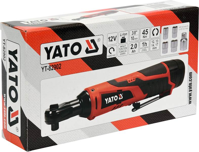 GRZECHOTKA UDAROWA AKUMULATOROWA 12V 3/8’’ 1/2’’ 45Nm YT-82902 YATO