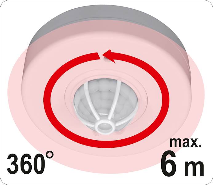 CZUJNIK RUCHU WEWNĘTRZNY IP20 360º - MAX. 2-6M BIAŁY 83124