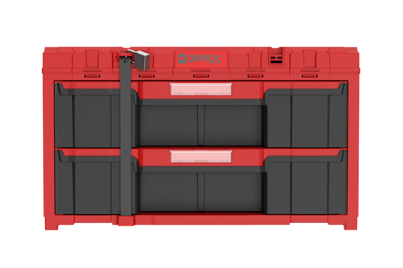 SKRZYNKA NARZĘDZIOWA Z 2 SZUFLADAMI QBRICK SYSTEM ONE DRAWER 2 TOOLBOX 2.0 RED ULTRA HD CUSTOM