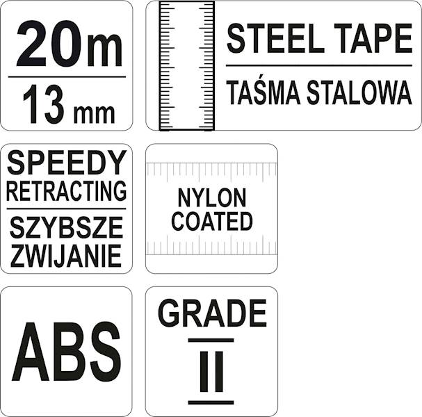TAŚMA MIERNICZA STALOWA 20M ZWIJANA YT-71580 YATO