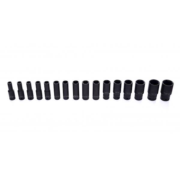 NASADKI UDAROWE KLUCZE NASADOWE DŁUGIE 1/2" ZESTAW 10-32mm 16szt. KD10531 KRAFT&DELE