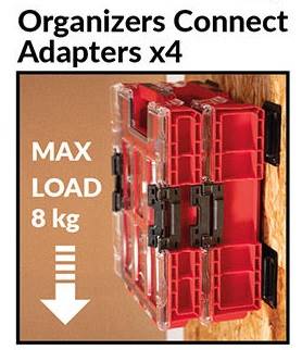 UCHWYTY ADAPTERY ŚCIENNE DO ORGANIZERÓW L, M I M PLUS QBRICK ONE ORGANIZERS CONNECT ADAPTERS 4SZT. Z257240PG001