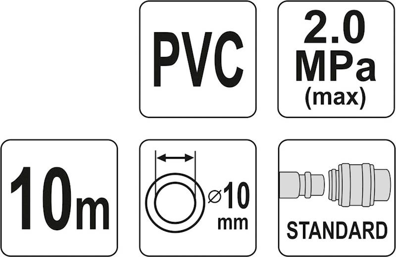 WĄŻ PNEUMATYCZNY ZBROJONY PVC Z SZYBKOZŁ. 10mm x10m YT-24224 YATO