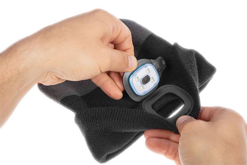 CZAPKA Z LAMPKĄ LATARKĄ LED ŁADOWANĄ USB CZARNO-SZARO-POMARAŃCZOWA WARM 81-631 NEO TOOLS