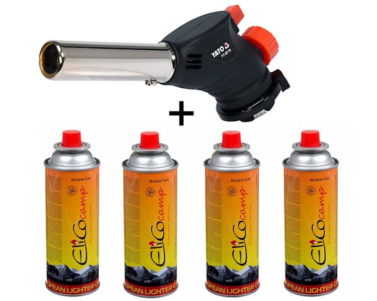 PALNIK GAZOWY DO LUTOWANIA 360 Z PIEZO YT-36710 YATO + 4SZT. KARTUSZ NABÓJ GAZOWY