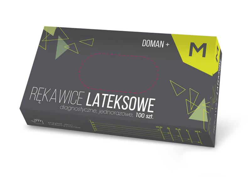 RĘKAWICE RĘKAWICZKI LATEKSOWE PUDROWANE DOMAN+ 100szt. M