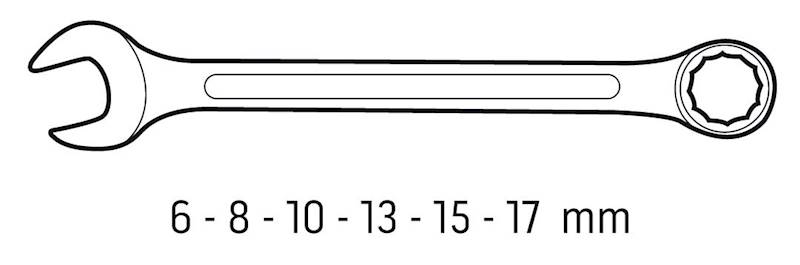 KLUCZE PŁASKO-OCZKOWE 6-17 MM, (CrV) ZESTAW 6 SZT. NEO 09-750
