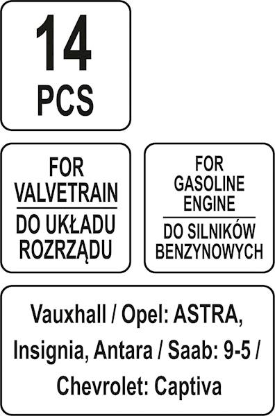 ZESTAW BLOKAD ROZRZĄDU OPEL, SAAB, CHEVROLET 2.0 2.4 BENZYNA YT-06027 YATO