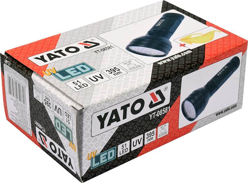 LATARKA UV 51 LED TESTER DO KLIMATYZACJI BURSZTYNU + OKULARY YT-08581 YATO