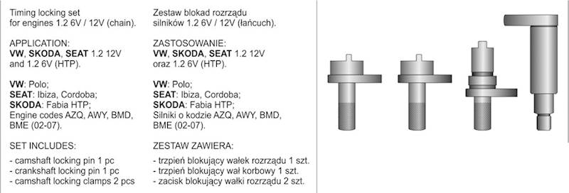 BLOKADA ROZRZĄDU VW, SEAT, SKODA 1,2L YT-06012 YATO