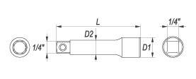 PRZEDŁUŻKA 1/4'' 76mm YT-1430 YATO
