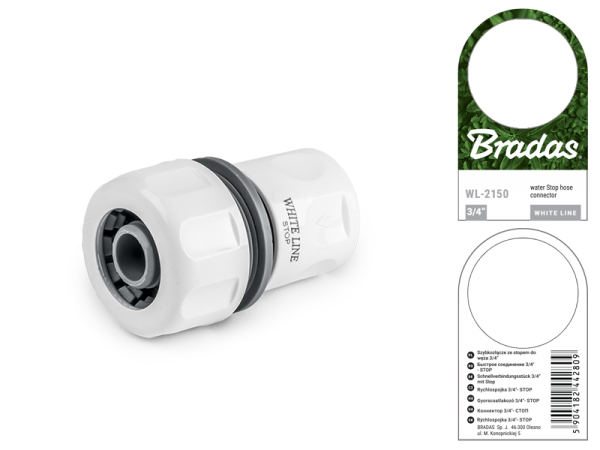SZYBKOZŁĄCZE DO WĘŻA 3/4" ZE STOPEM - BRADAS WHITE LINE WL-2150