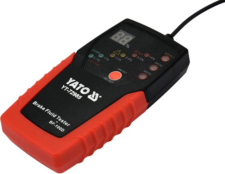 MIERNIK TESTER PŁYNU HAMULCOWEGO LCD Z SONDĄ DOT3, DOT4, DOT5.1. YT-72985 YATO