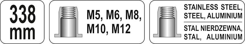 NITOWNICA RĘCZNA DO NITONAKRĘTEK M5-M12 YT-36119 YATO