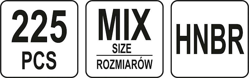 ZESTAW ORINGÓW DO KLIMATYZACJI Z HNBR 225 SZT YT-068791 YATO