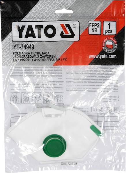 PÓŁMASKA FILTRUJĄCA FFP2/PZ Z ZAWOREM YT-74949 YATO